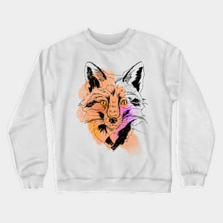 Cute Fox Sketch and Watercolor Spots Crewneck Sweatshirt